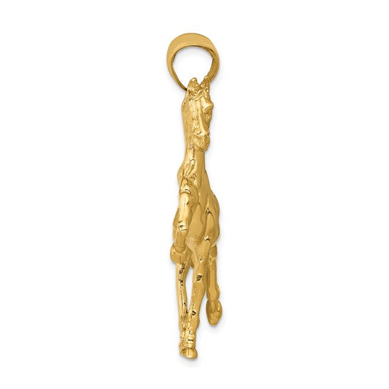 10kt Yellow Gold Solid Polished Open-Backed Horse Pendant
