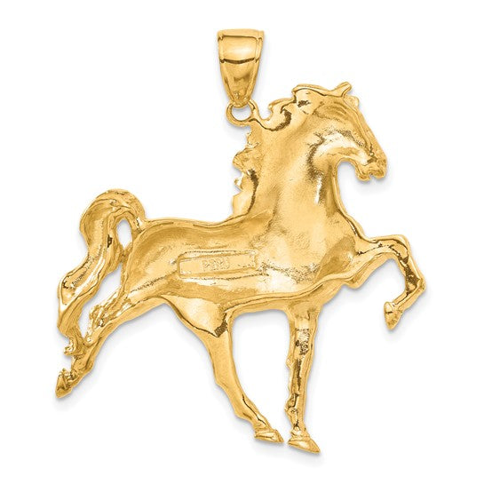 10kt Yellow Gold Solid Polished Open-Backed Horse Pendant