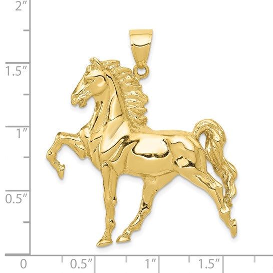 10kt Yellow Gold Solid Polished Open-Backed Horse Pendant