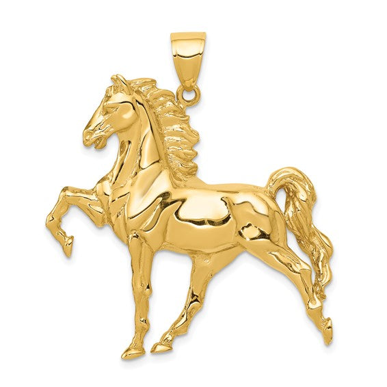 10kt Yellow Gold Solid Polished Open-Backed Horse Pendant