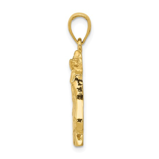 10kt Yellow Gold Solid Polished Open-Backed Horse Head Pendant