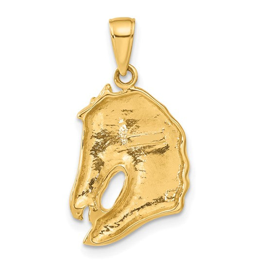 10kt Yellow Gold Solid Polished Open-Backed Horse Head Pendant