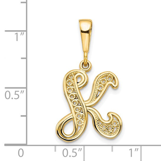 10kt Yellow Gold Initial K Pendant