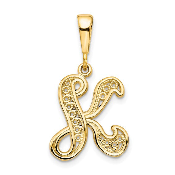 10kt Yellow Gold Initial K Pendant