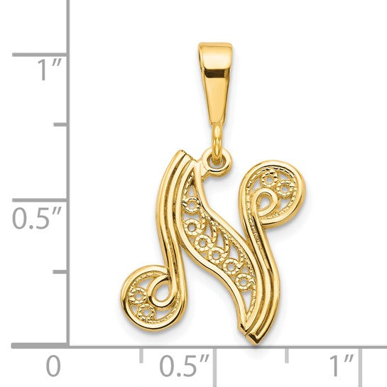 10kt Yellow Gold Initial N Pendant