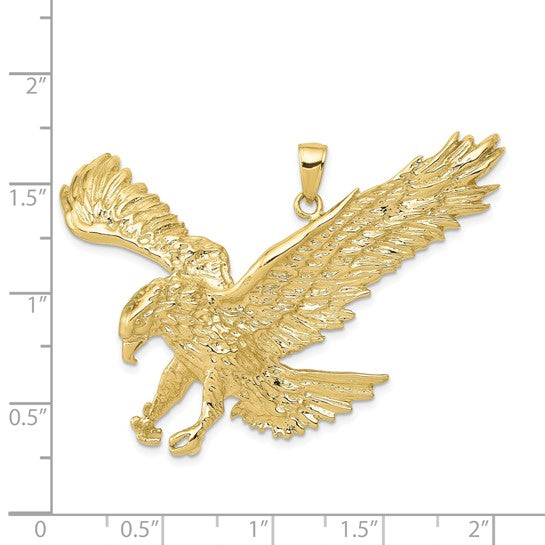 10kt Yellow Gold Solid Polished Eagle Pendant