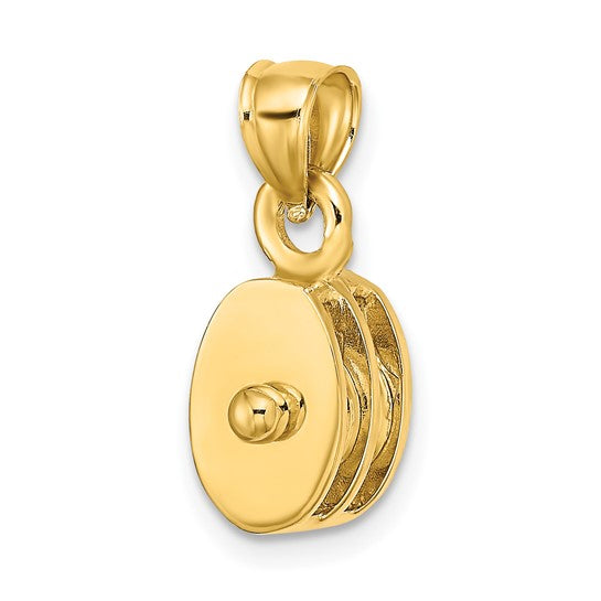 10KT Yellow Gold Polished 3-D Moveable Pulley Charm