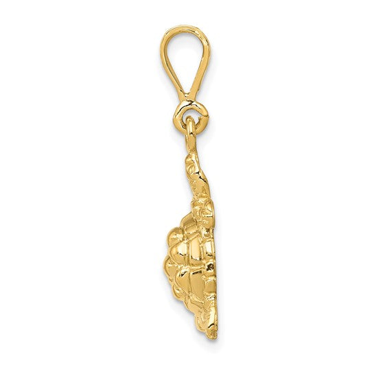 10kt Yellow Gold Solid Polished Open-Backed Sea Turtle Charm