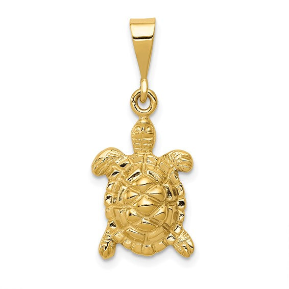 10kt Yellow Gold Solid Polished Open-Backed Sea Turtle Charm