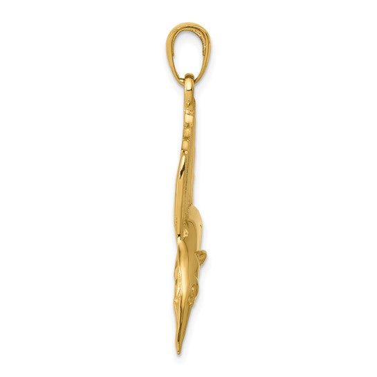 10kt Yellow Gold Polished Sailfish Pendant