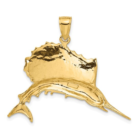 10kt Yellow Gold Polished Sailfish Pendant