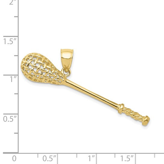 10KT Yellow Gold Solid Polished 3-D Lacrosse Stick Pendant
