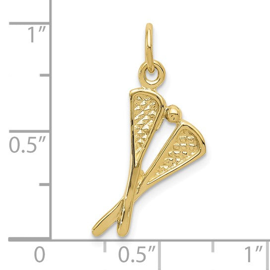 10kt Yellow Gold Polished Lacrosse Sticks Charm
