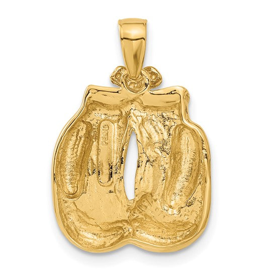 10kt Yellow Gold Solid Polished Open-Backed Boxing Gloves Pendant