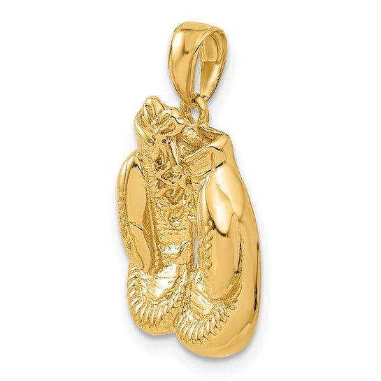 10kt Yellow Gold Solid Polished Open-Backed Boxing Gloves Pendant
