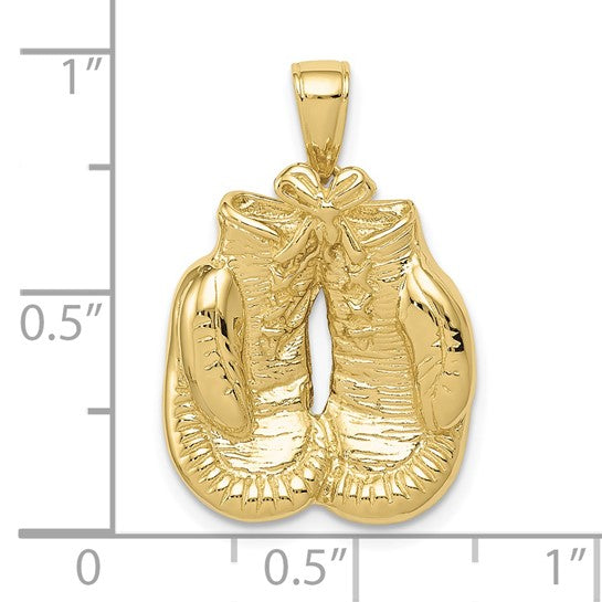 10kt Yellow Gold Solid Polished Open-Backed Boxing Gloves Pendant