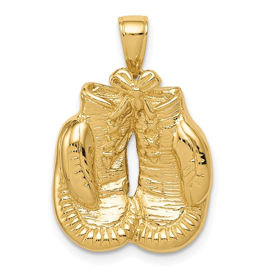 10kt Yellow Gold Solid Polished Open-Backed Boxing Gloves Pendant