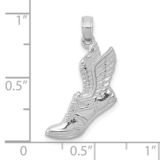 10kt White Gold Polished Running Shoe Pendant