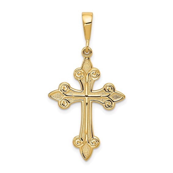 10kt Yellow Gold Fleur de Lis Cross Pendant