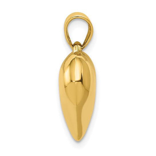10KT Yellow Gold Polished 3-D Heart Pendant
