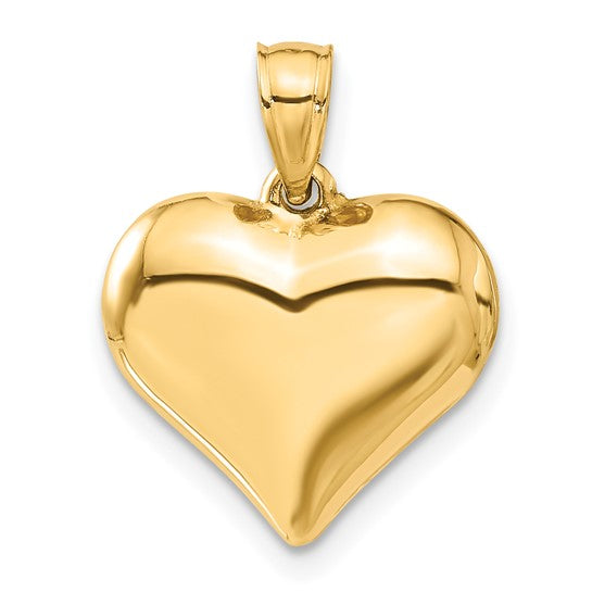 10KT Yellow Gold Polished 3-D Heart Pendant