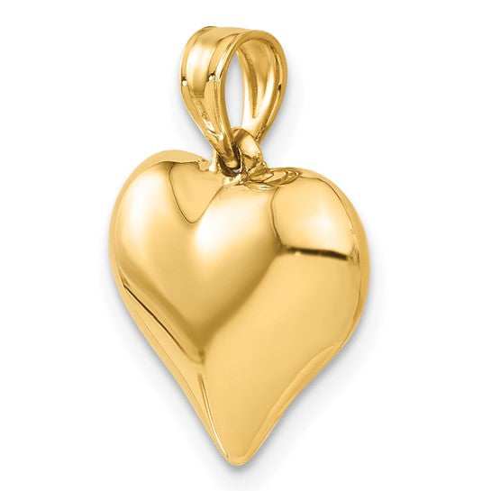 10KT Yellow Gold Polished 3-D Heart Pendant