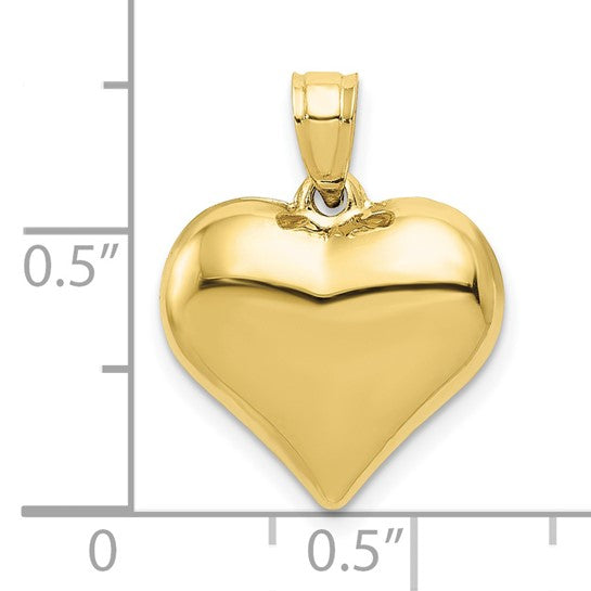 10KT Yellow Gold Polished 3-D Heart Pendant