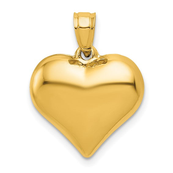 10KT Yellow Gold Polished 3-D Heart Pendant