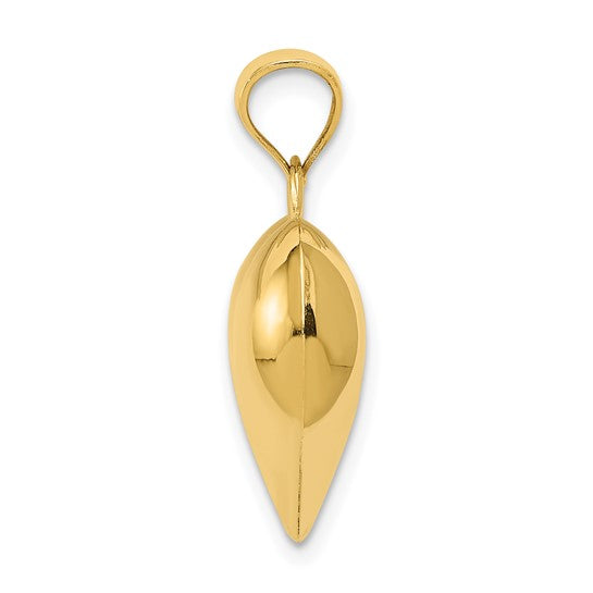 10KT Yellow Gold Polished 3-D Heart Pendant