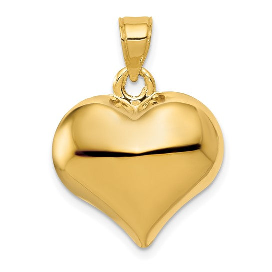 10KT Yellow Gold Polished 3-D Heart Pendant