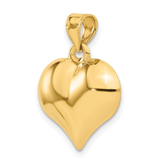 10KT Yellow Gold Polished 3-D Heart Pendant