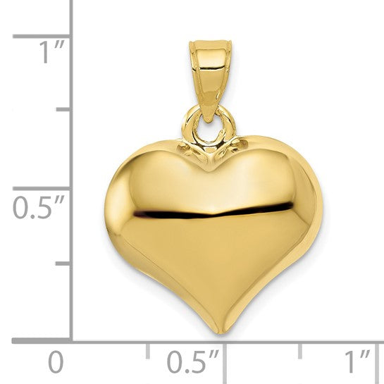 10KT Yellow Gold Polished 3-D Heart Pendant