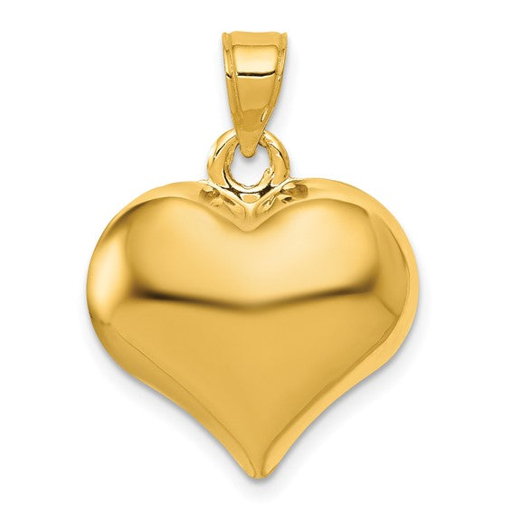 10KT Yellow Gold Polished 3-D Heart Pendant