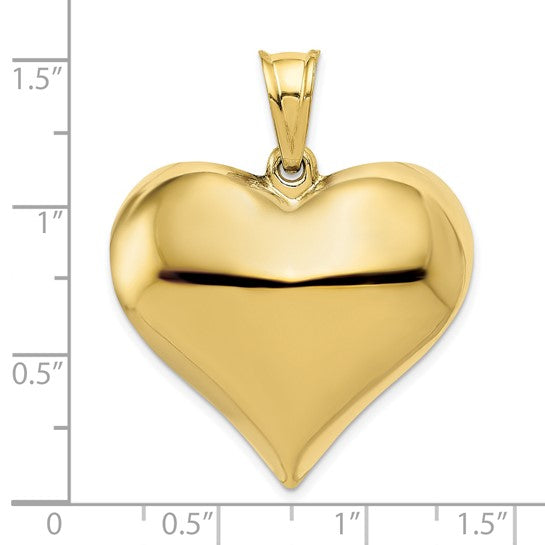 10KT Yellow Gold Polished 3-D Heart Pendant