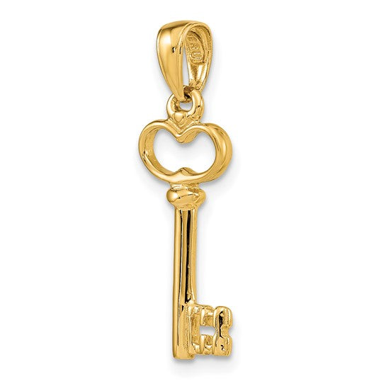 10KT Yellow Gold Polished 3-D Key Charm