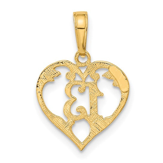 10kt Yellow Gold 13 mm Heart Cut-out Pendant