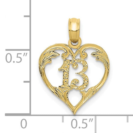 10kt Yellow Gold 13 mm Heart Cut-out Pendant