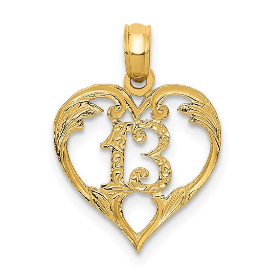 10kt Yellow Gold 13 mm Heart Cut-out Pendant