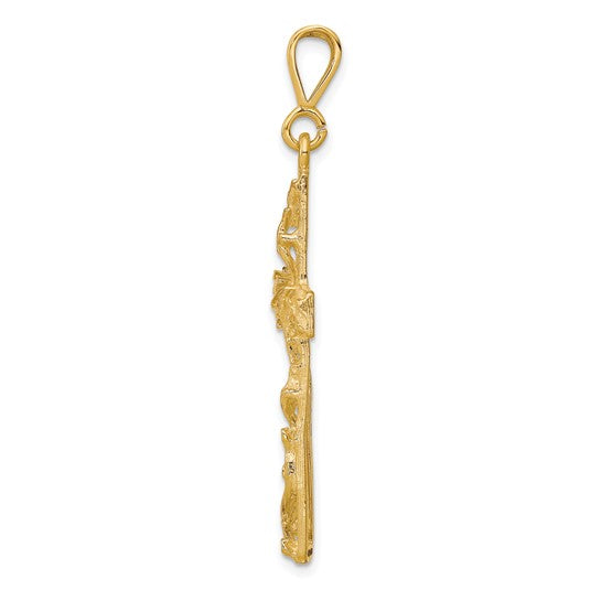 10kt Yellow Gold Satin Polished Antiqued Cross Pendant