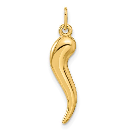 10kt Yellow Gold 3D Italian Horn Charm