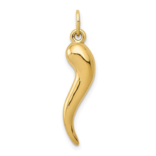 10kt Yellow Gold 3D Italian Horn Charm