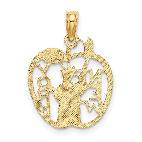 10kt Yellow Gold  Cut-out NEW YORK w/Statue of Liberty in Apple Charm