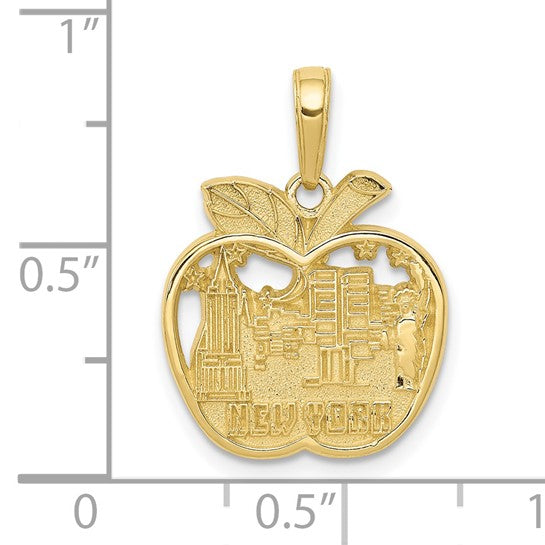 10kt Yellow Gold New York City Skyline in Apple Pendant