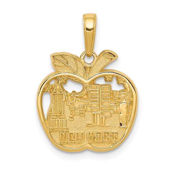 10kt Yellow Gold New York City Skyline in Apple Pendant