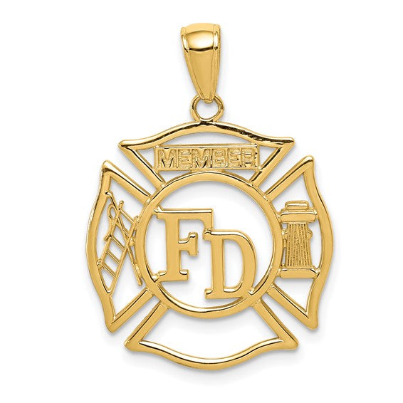 10kt Yellow Gold FD MEMBER in Shield Pendant