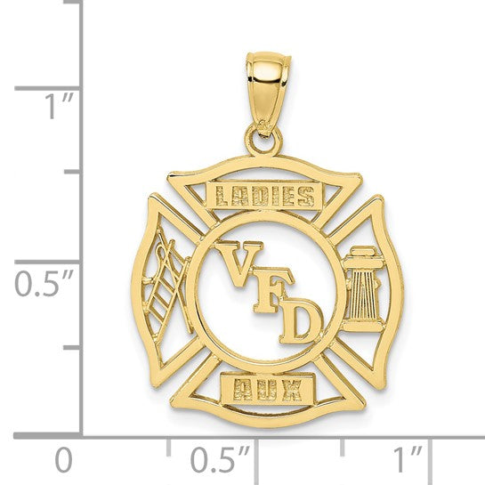 10kt Yellow Gold VFD Ladies AUX  Shield Charm