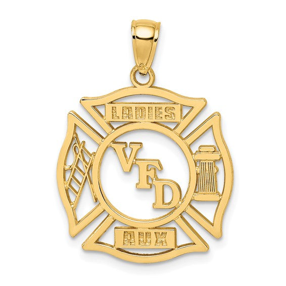 10kt Yellow Gold VFD Ladies AUX  Shield Charm