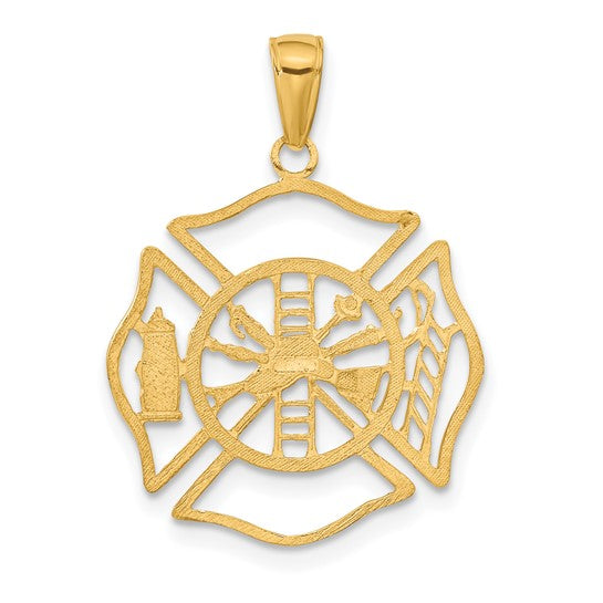 10kt Yellow Gold Fireman Shield Pendant