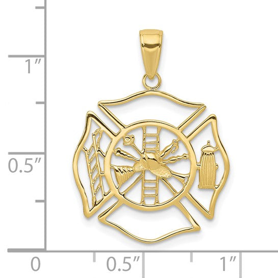 10kt Yellow Gold Fireman Shield Pendant