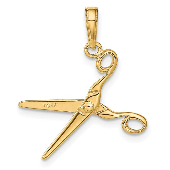10kt Yellow Gold 3-D Moveable Scissors Pendant